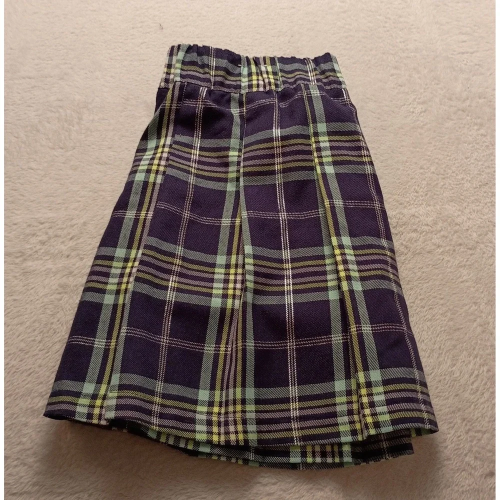 Justice Girls XL Plus Purple Green Plaid Pleated Skort Metallic Accents NWOT